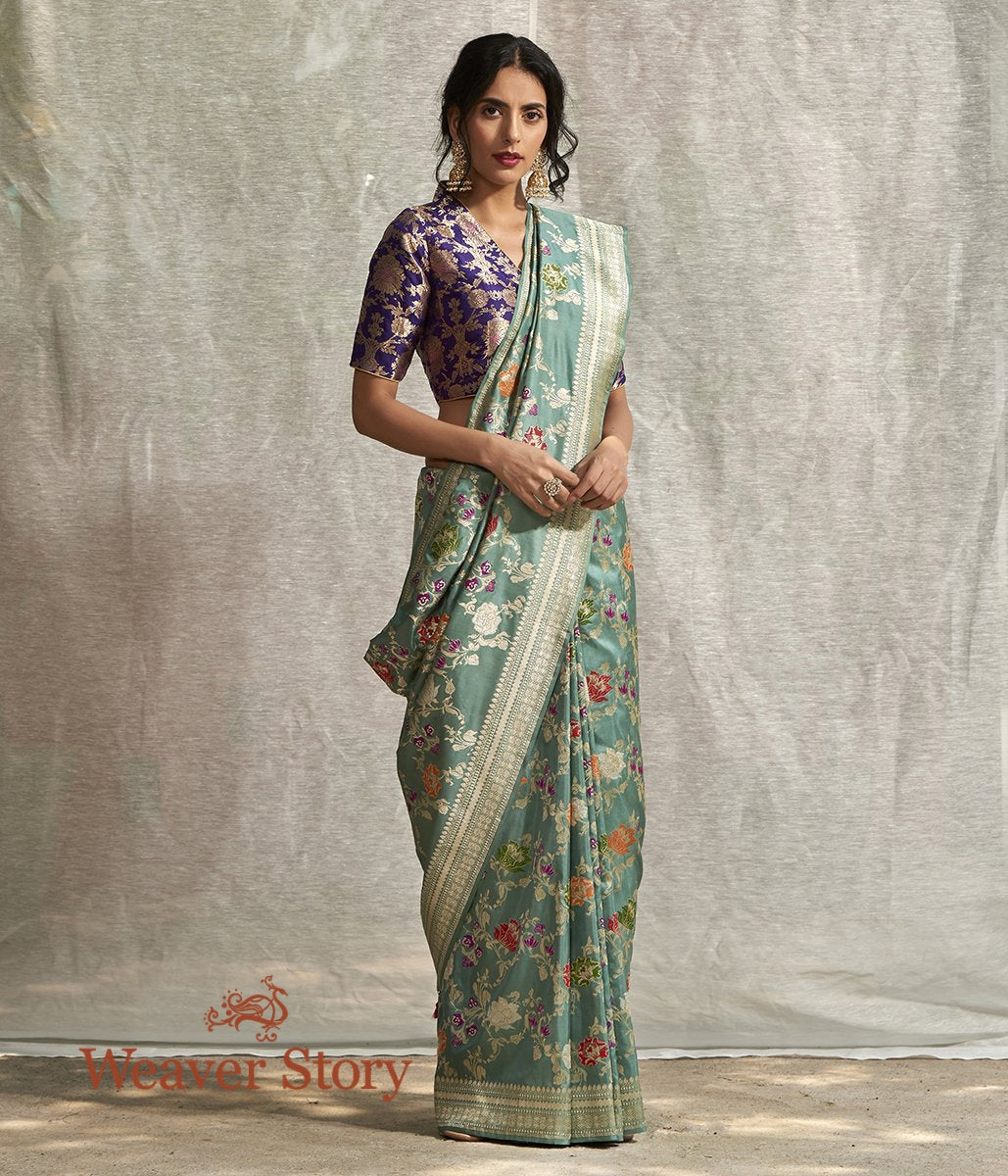 Handwoven_Sage_Green_Banarasi_Saree_with_Meenakari_Jaal_WeaverStory_02