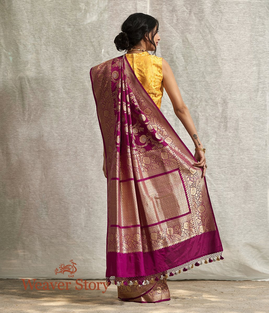 Handwoven_Wine_Kadhwa_Banarasi_Jangla_with_Floral_Weave_WeaverStory_03