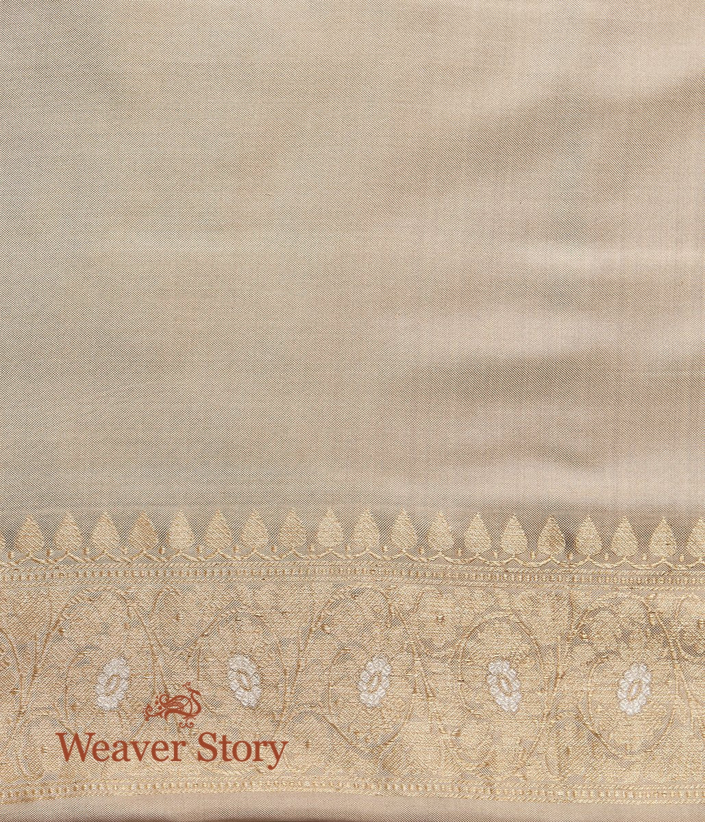 Handloom_Beige_and_Gold_Dual_Tone_Banarasi_Saree_with_Kadhwa_Booti_WeaverStory_05