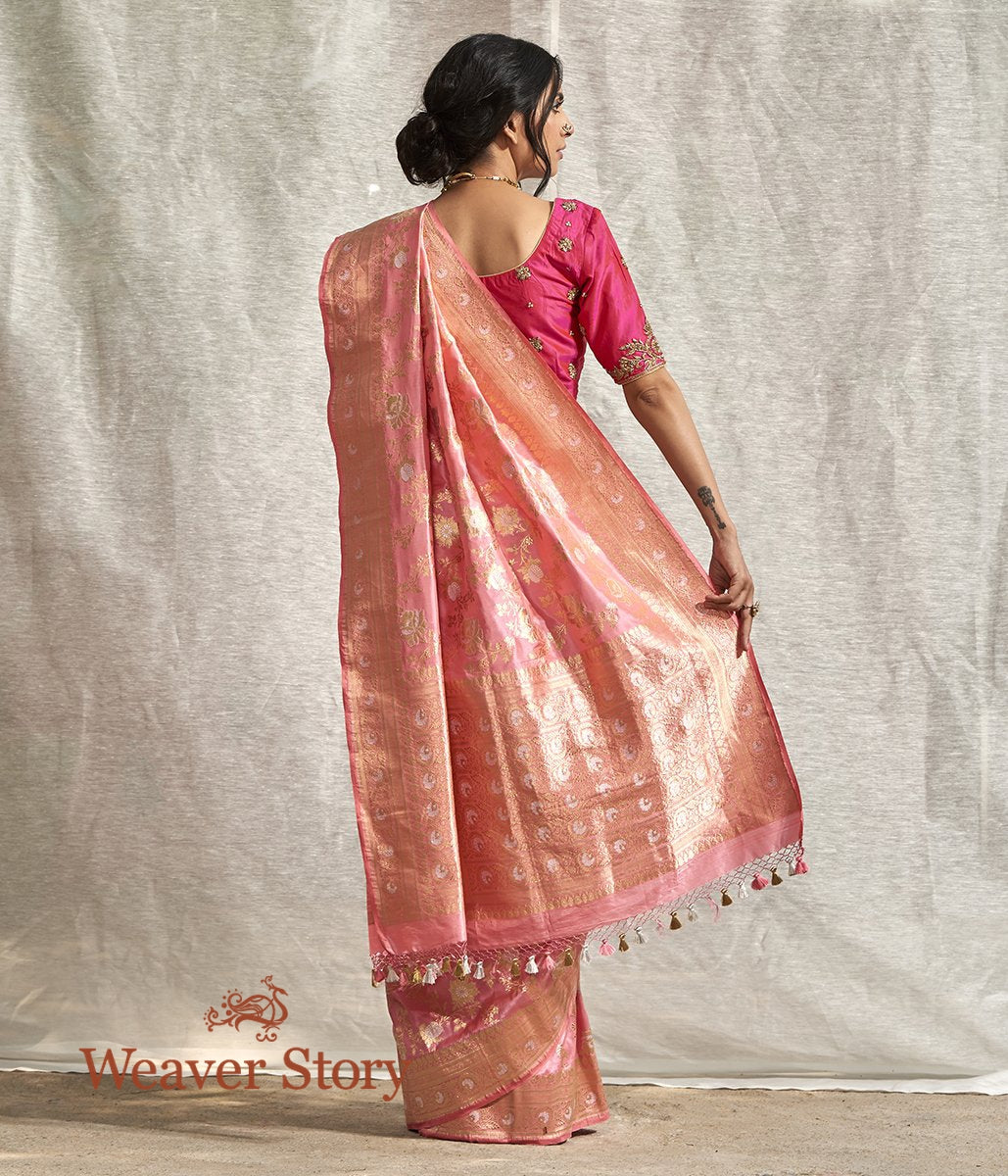 Handwoven_Rose_Pink_Banarasi_Jangla_Saree_with_Meenakari_WeaverStory_03