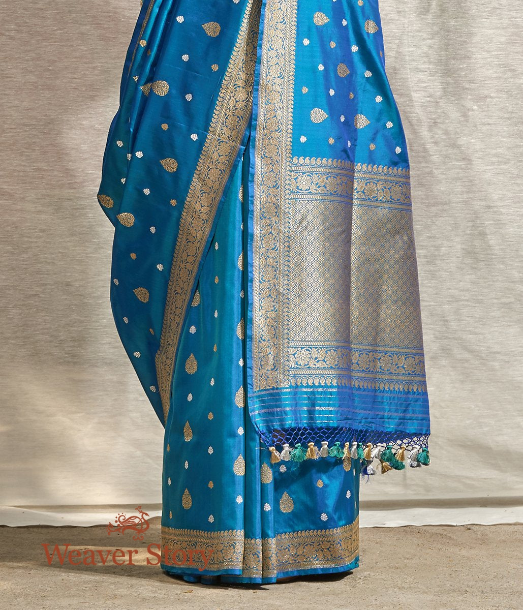 Handwoven_Blue_Banarasi_Saree_with_Kadhwa_Booti_with_Sona_Rupa_Zari_WeaverStory_04