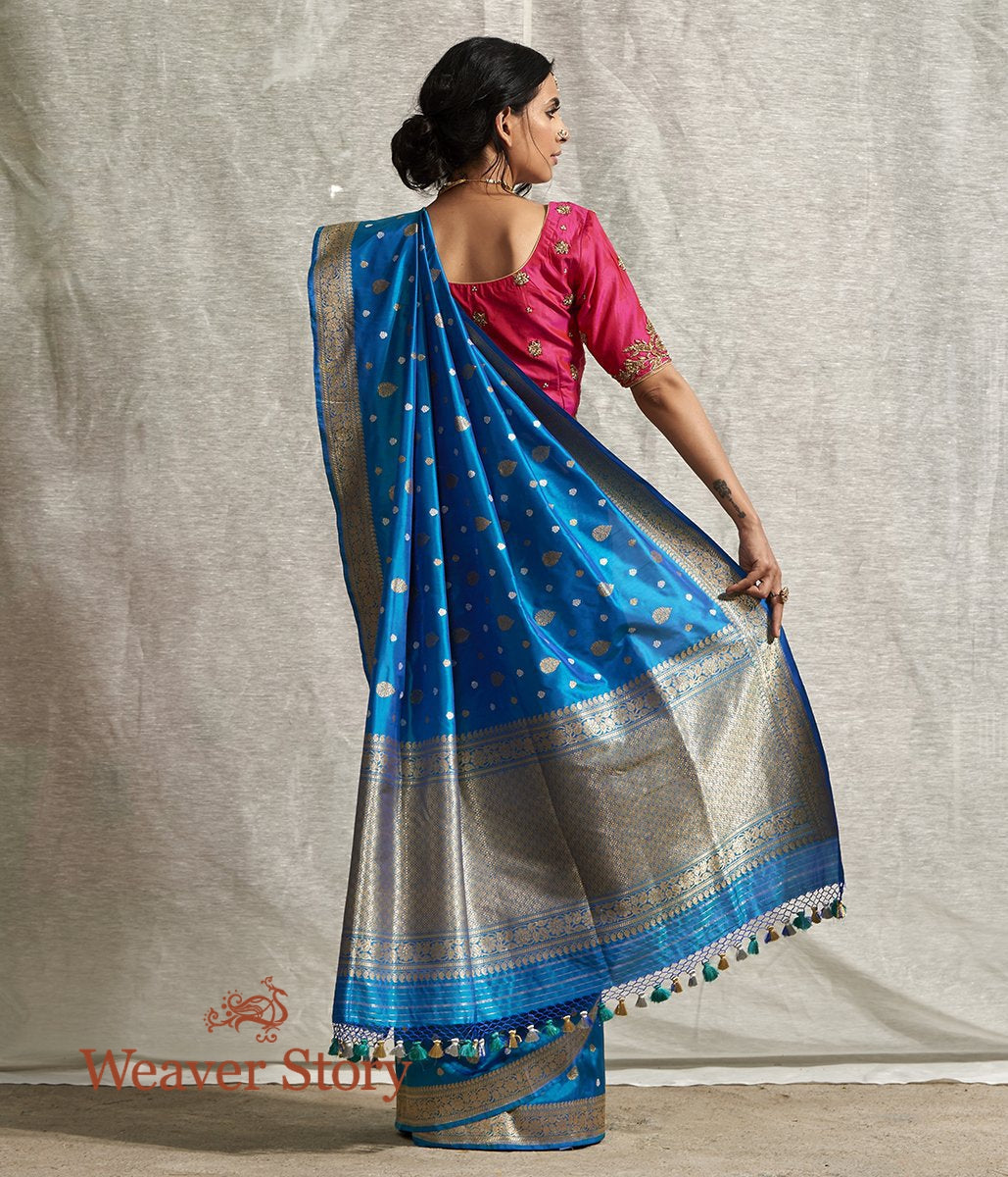 Handwoven_Blue_Banarasi_Saree_with_Kadhwa_Booti_with_Sona_Rupa_Zari_WeaverStory_03