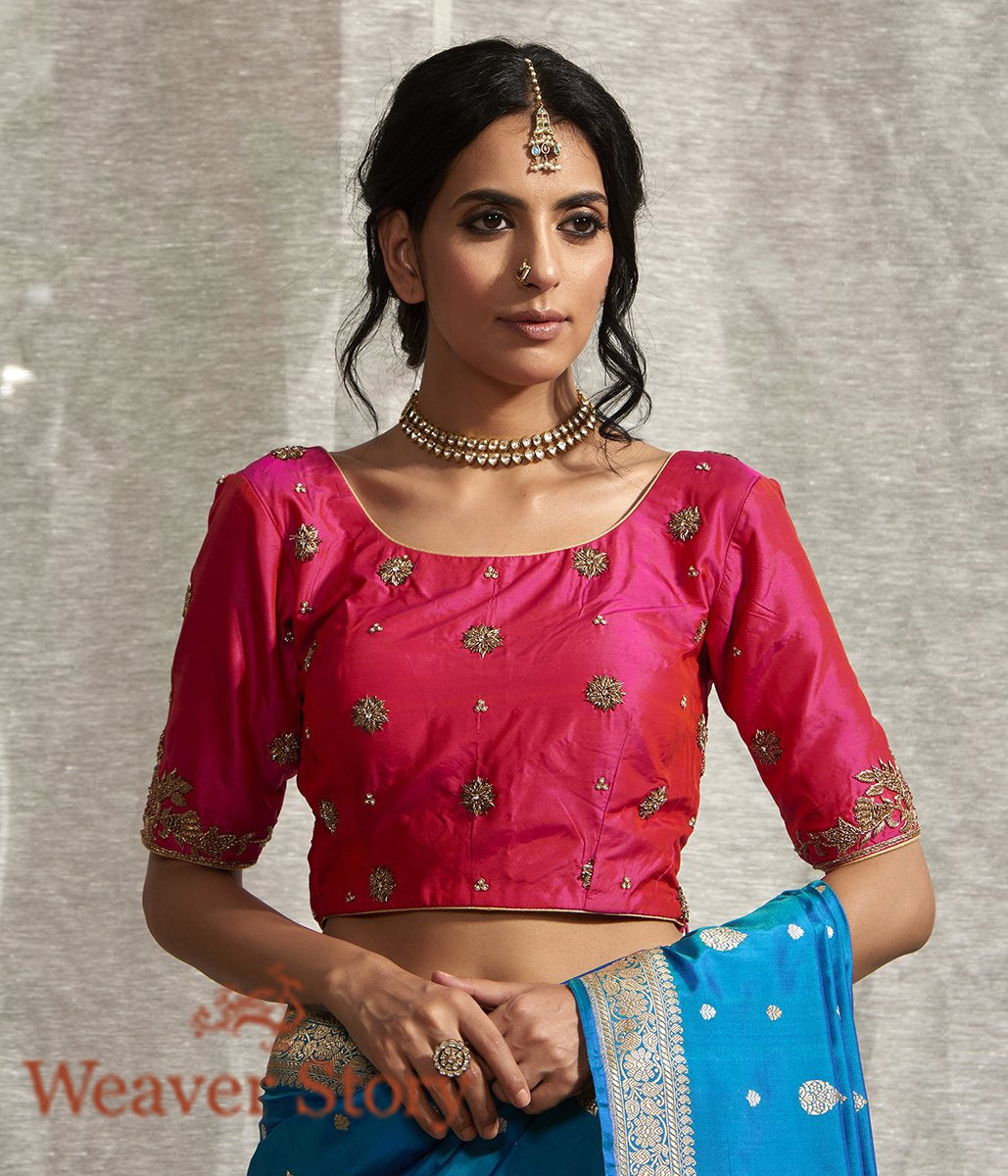 Fuschia_with_Bazuband_Embroidery_and_Booti_Blouse_WeaverStory_02