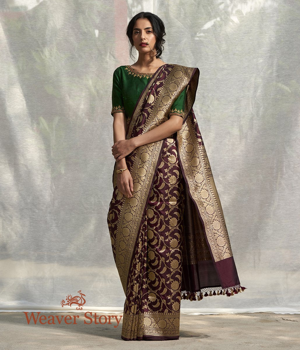 Handwoven_Wine_Banarasi_Saree_with_Floral_Jaal_WeaverStory_02
