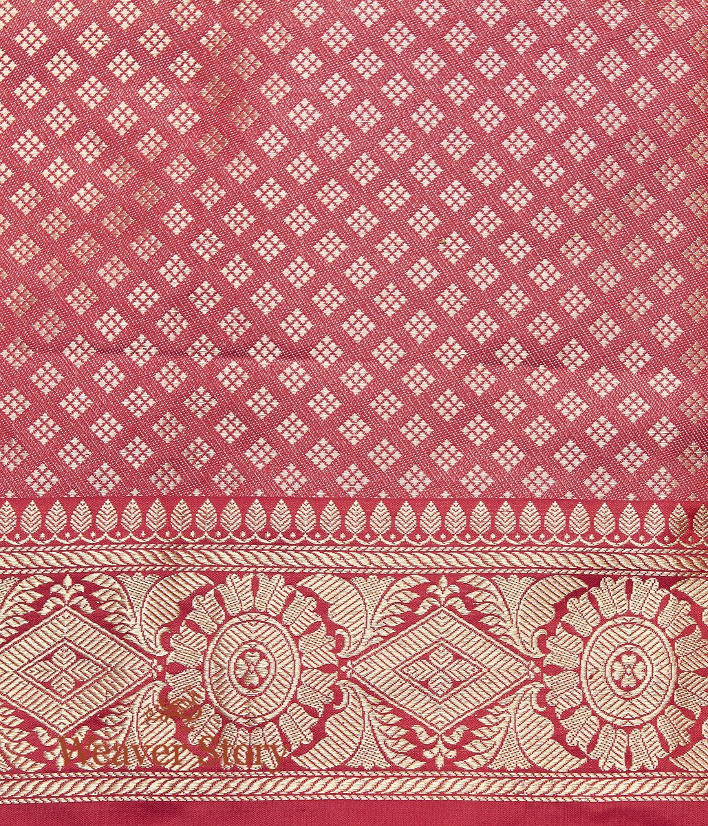Handwoven_Ruby_Red_Banarasi_Jangla_Saree_WeaverStory_05
