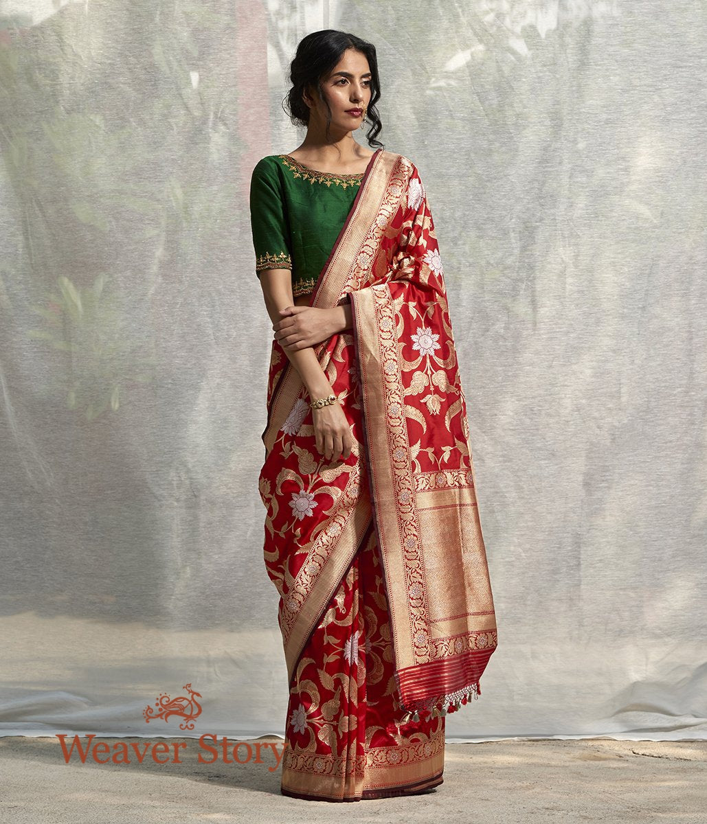 Handloom_Red_Banarasi_Saree_with_Mughal_Mehraab_Jaal_WeaverStory_02