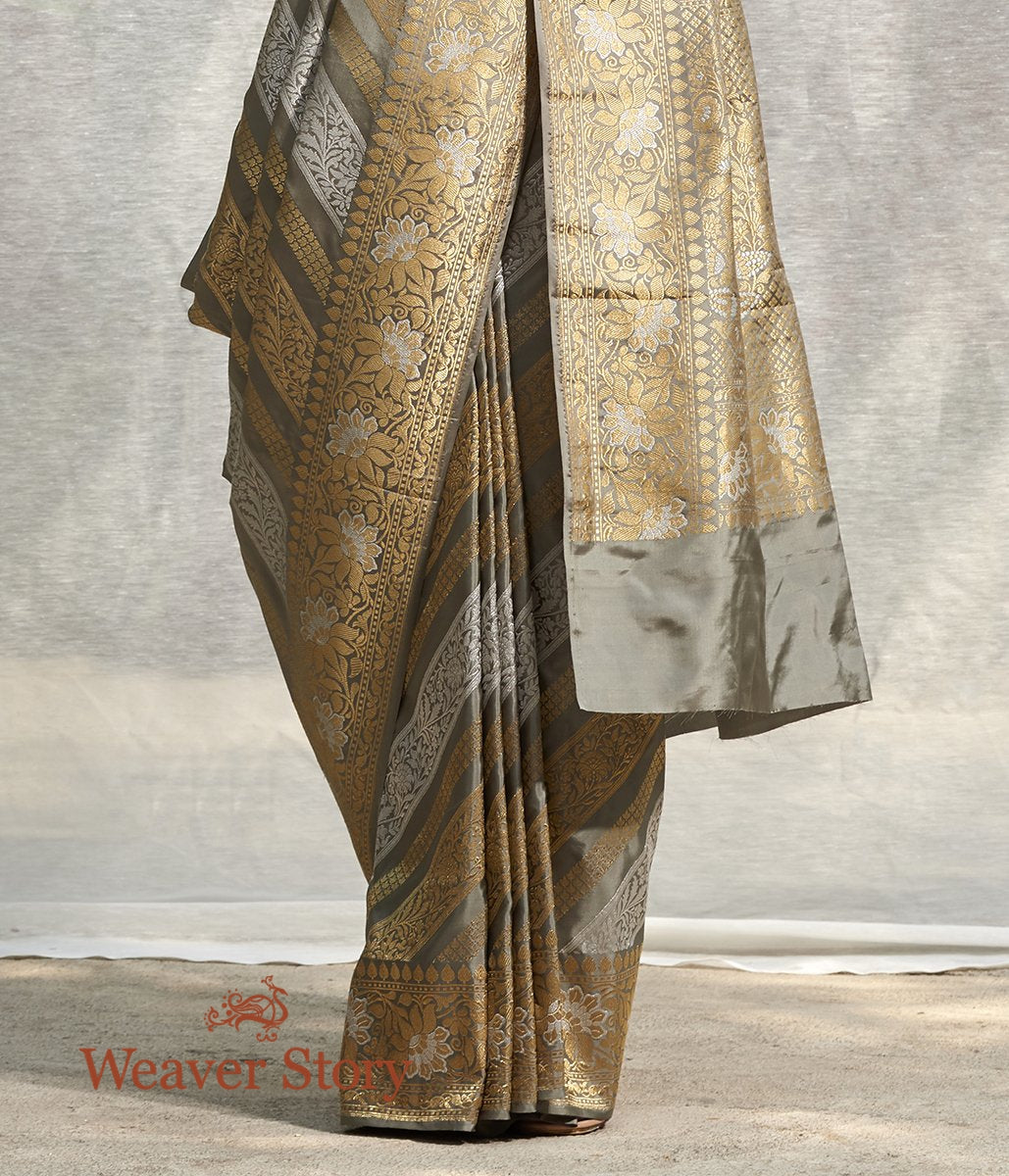 Handloom_Grey_Banarasi_Saree_with_Gold_and_Silver_Kadhwa_Weave_WeaverStory_04