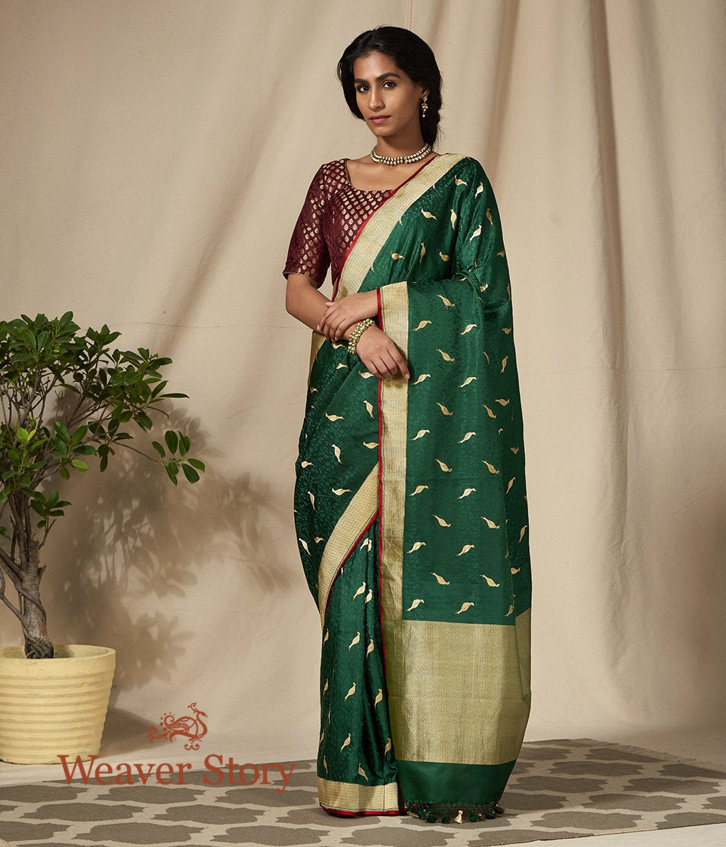 Handloom_Emerald_Green_Tanchoi_Saree_with_Woven_Birds_Motifs_WeaverStory_02