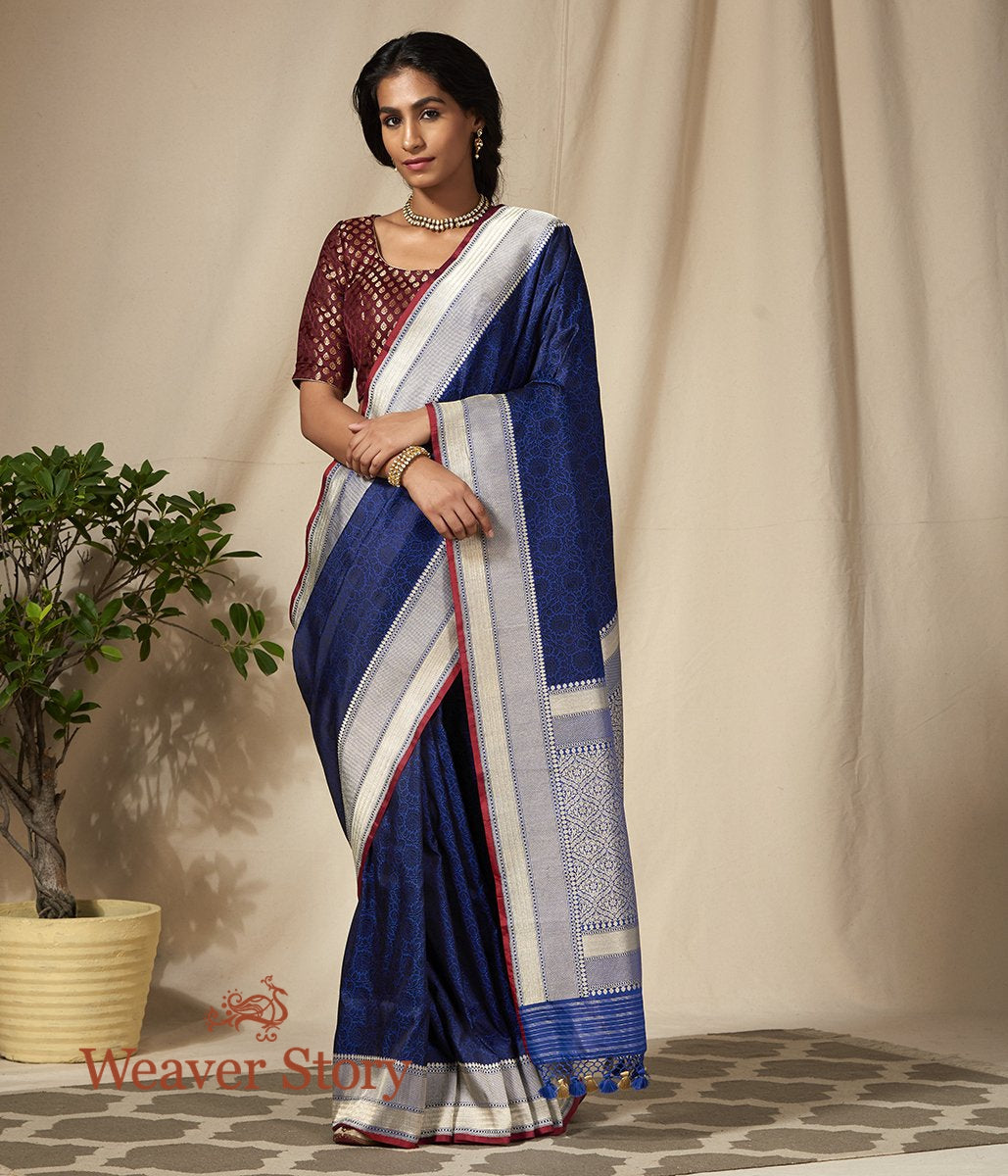 Handwoven_Blue_Banarasi_Tanchoi_Saree_with_Zari_Border_WeaverStory_02
