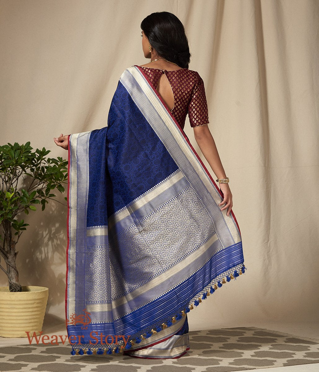 Handwoven_Blue_Banarasi_Tanchoi_Saree_with_Zari_Border_WeaverStory_03