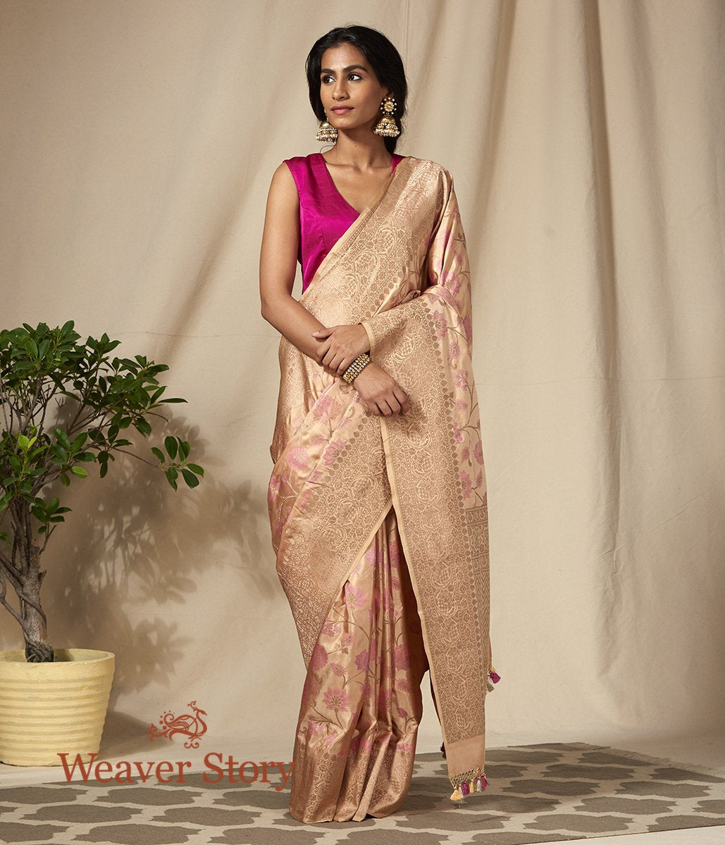 Handwoven_Beige_and_Pink_Banarasi_Saree_with_Meenkari_Jaal_WeaverStory_02