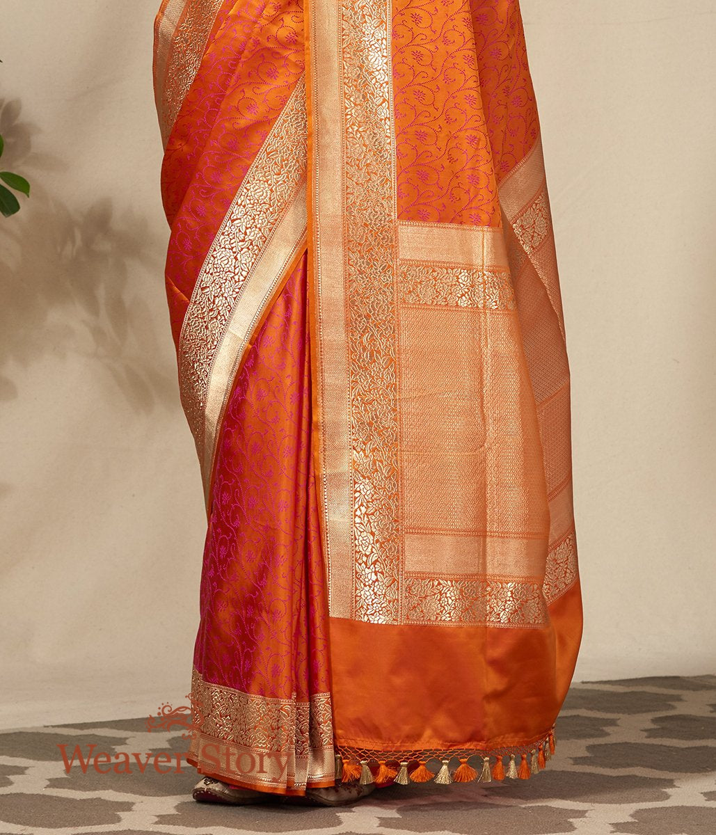 Handwoven_Orange_and_Red_Dual_Tone_Banarasi_Tanchoi_Saree_WeaverStory_04