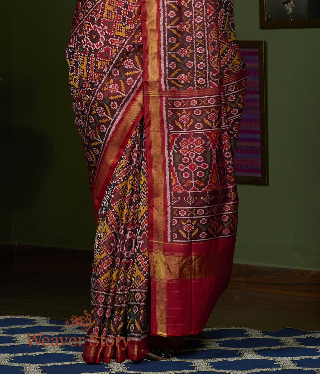 Handwoven_Red_and_Mustard_Gujarat_Patola_Saree_WeaverStory_04