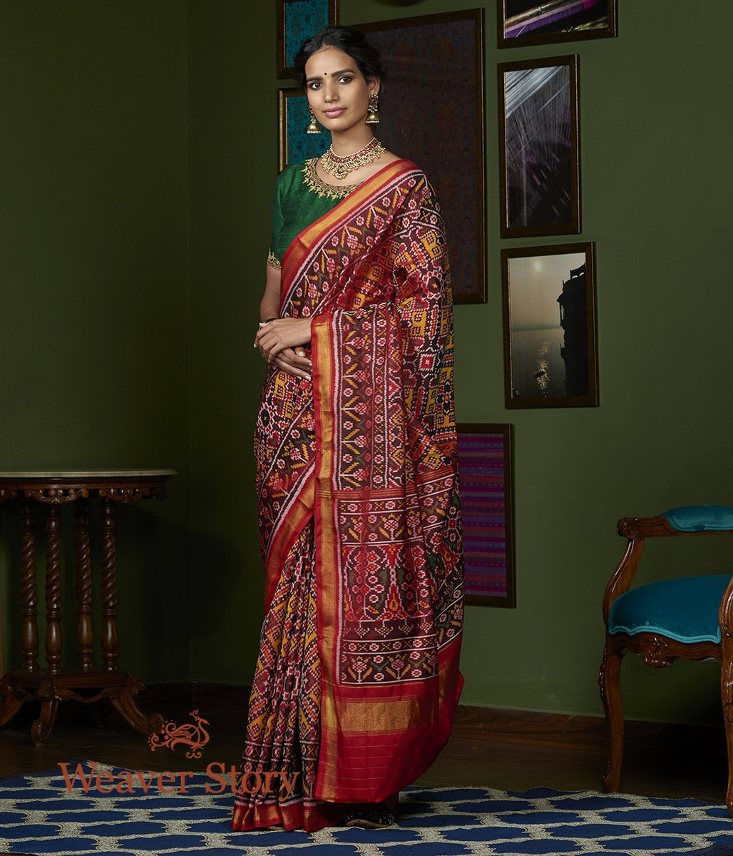 Handwoven_Red_and_Mustard_Gujarat_Patola_Saree_WeaverStory_02