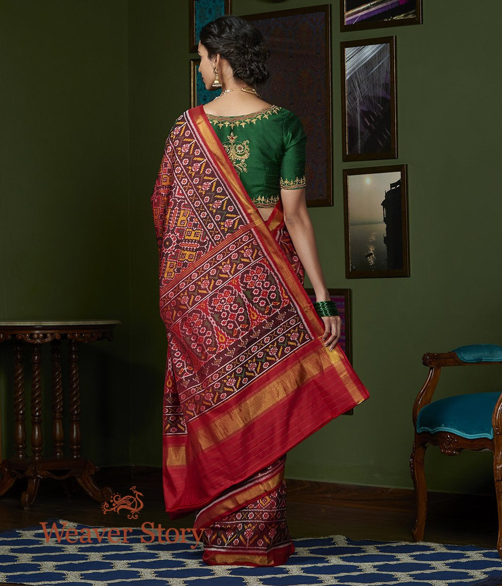 Handwoven_Red_and_Mustard_Gujarat_Patola_Saree_WeaverStory_03