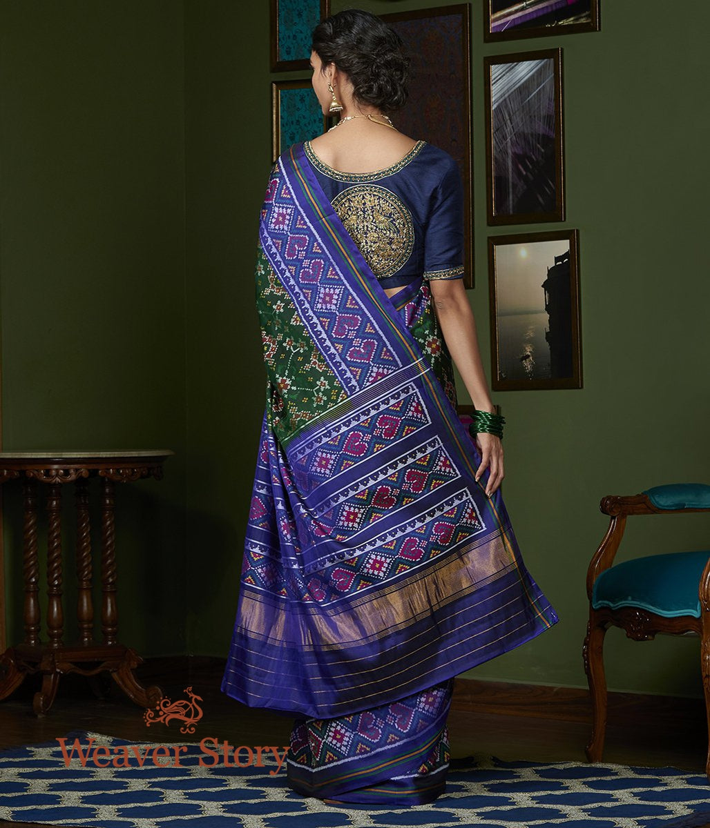 Handwoven_Blue_and_Green_Gujarat_Patola_Saree_WeaverStory_03