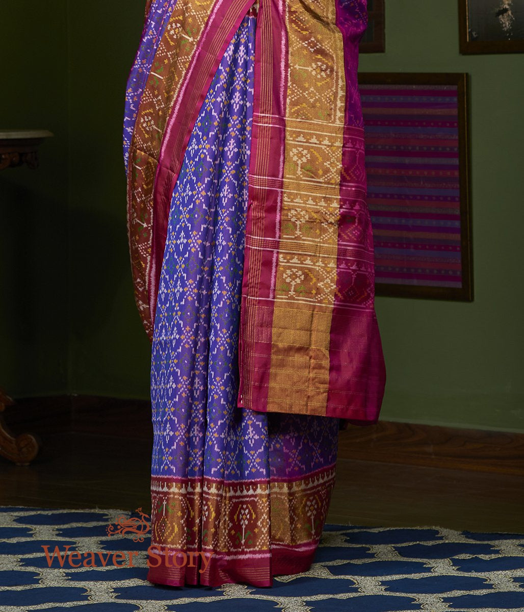 Handloom_Purple_and_Pink_Single_Ikat_Gujarat_Patola_Saree_WeaverStory_04