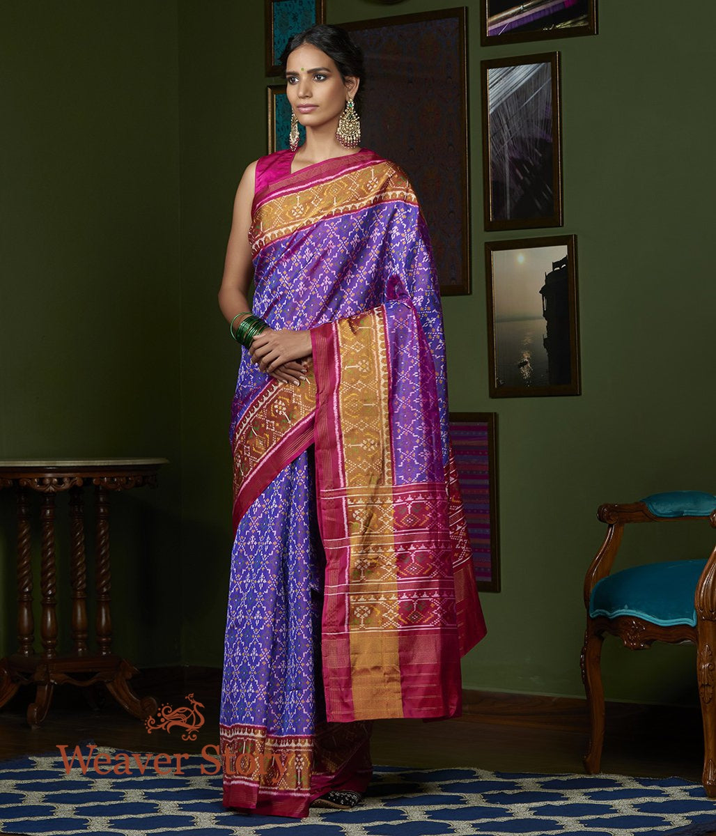 Handloom_Purple_and_Pink_Single_Ikat_Gujarat_Patola_Saree_WeaverStory_02