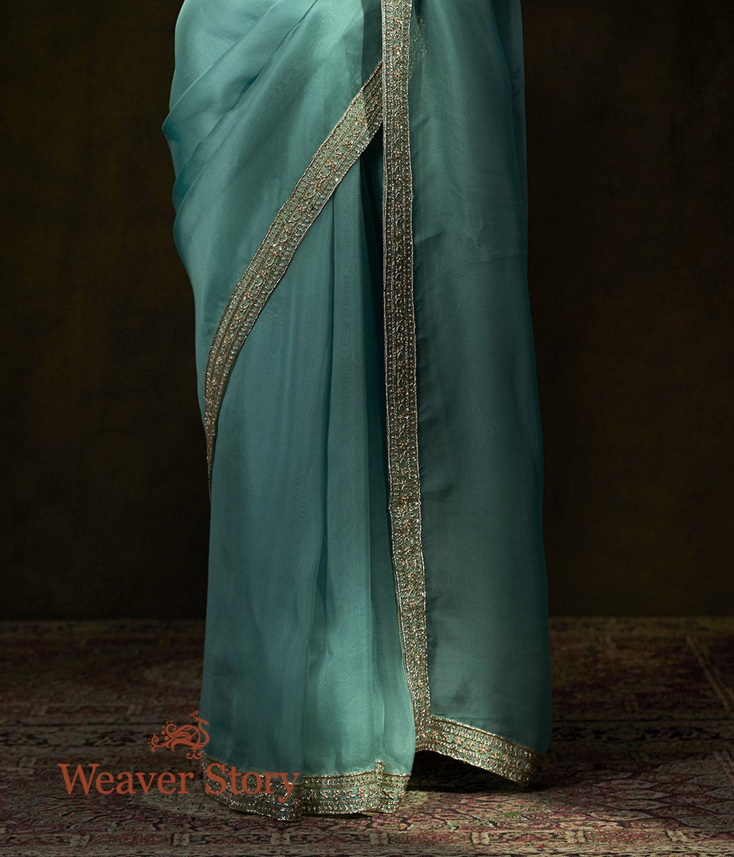 Aqua_Blue_Hand_Embroidered_Organza_Saree_with_Zardozi_Borders_WeaverStory_04