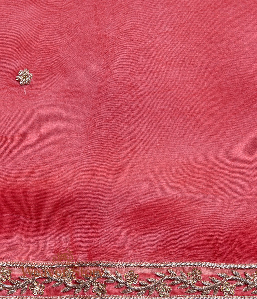 Coral_Peach_Hand_Embroidered_Organza_Saree_with_Zardozi_WeaverStory_05
