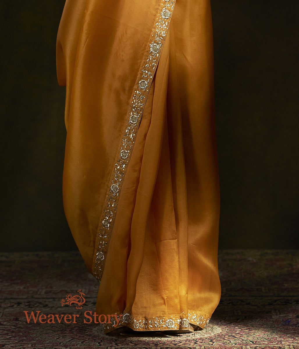Mustard_Hand_Embroidered_Organza_Saree_with_Zardozi_Border_WeaverStory_04