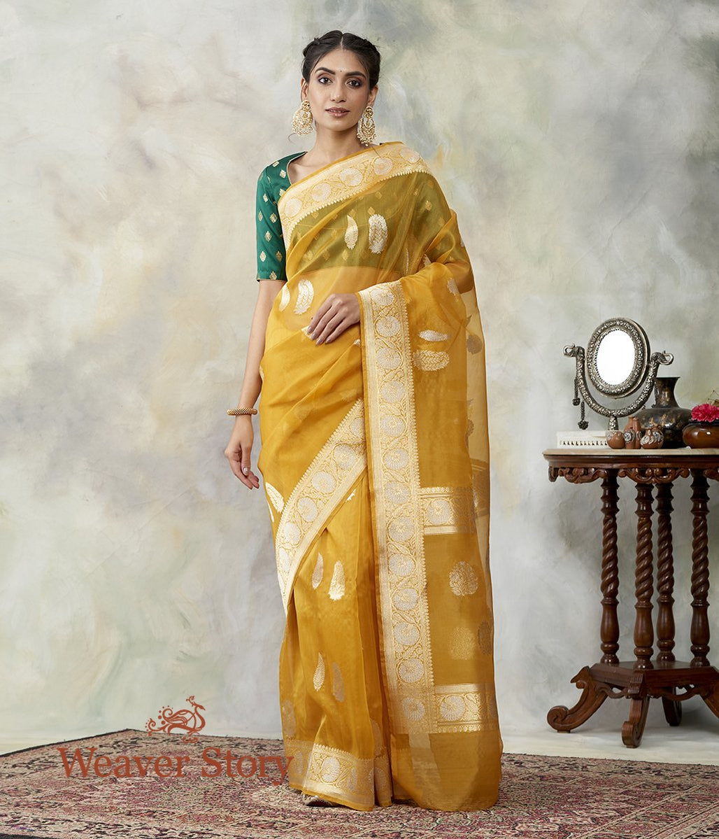 Handloom_Turmeric_Yellow_Kora_Silk_Banarasi_Saree_with_Gold_and_Silver_Zari_WeaverStory_02