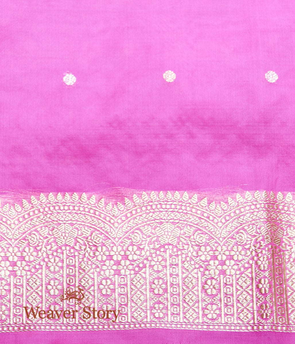 Handloom_Pink_Kora_Silk_Banarasi_Saree_with_Gold_and_Silver_Zari_Booti_WeaverStory_05
