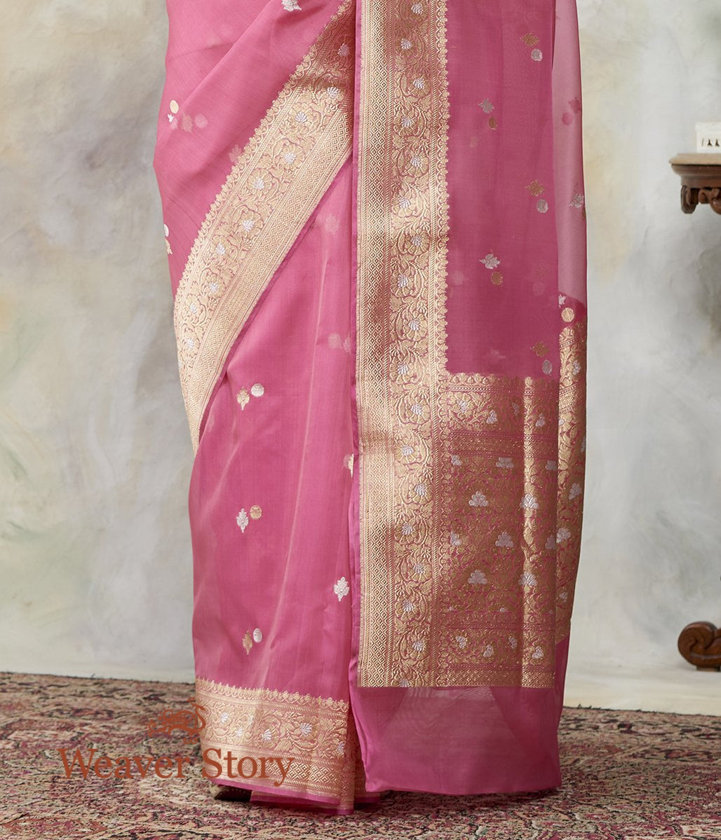Handloom_Taffy_Pink_Kora_Silk_Banarasi_Saree_with_Gold_and_Silver_Zari_Booti_WeaverStory_04