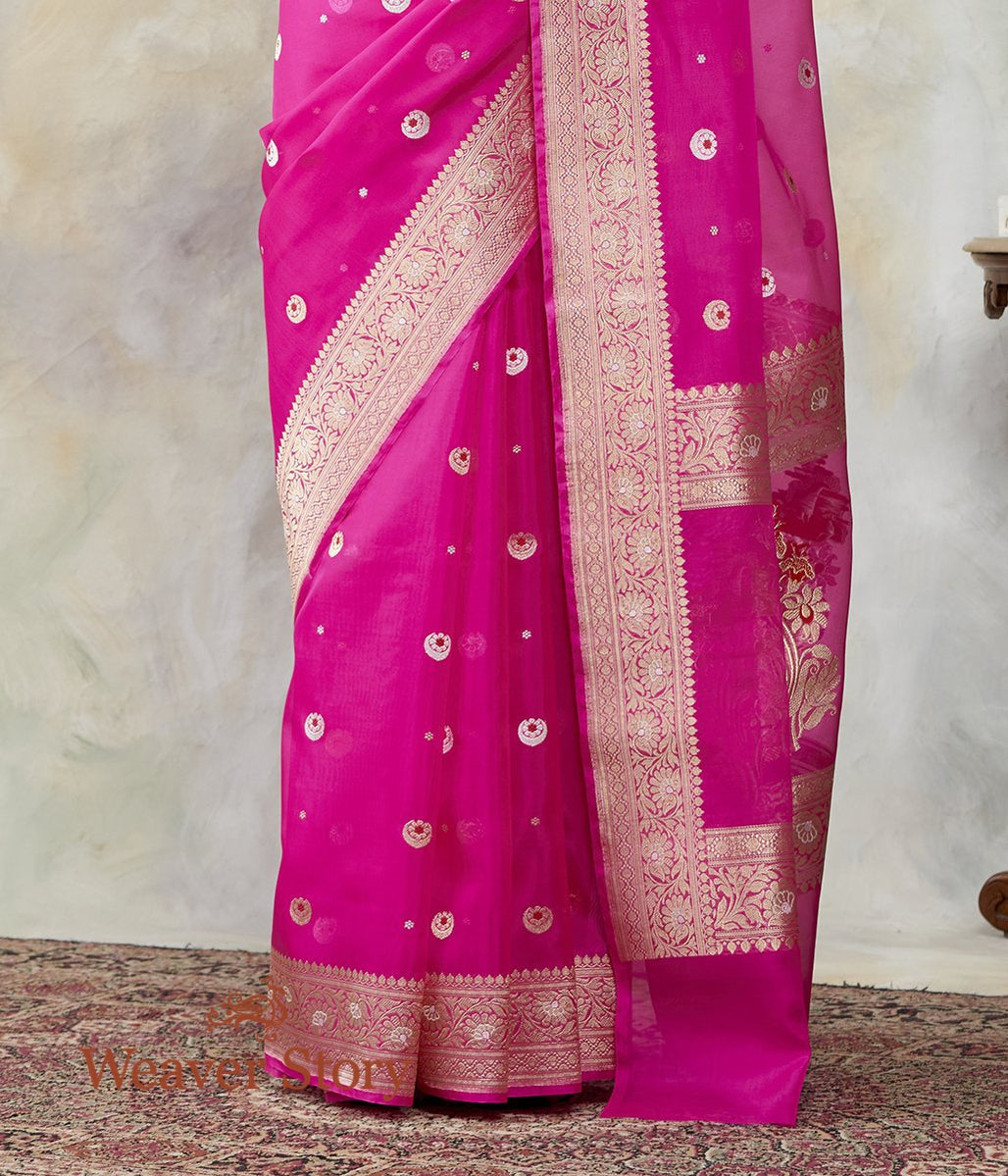 Handwoven_Hot_Pink_Kora_Silk_Banarasi_with_Kadhwa_Booti_WeaverStory_04