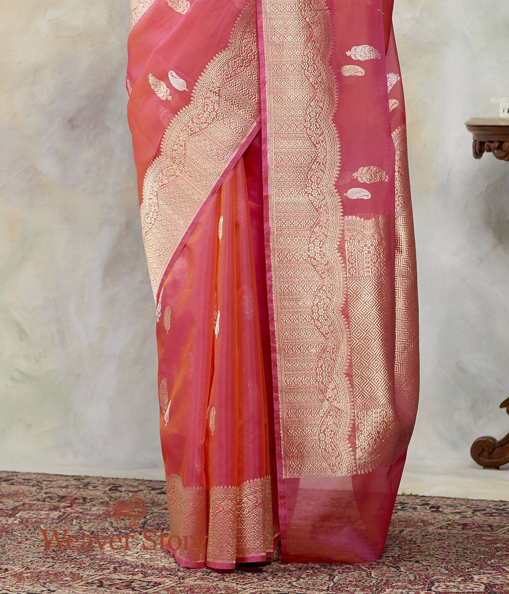 Handloom_Pink_Dual_Tone_Kora_Silk_Banarasi_with_Kadhwa_Booti_WeaverStory_04