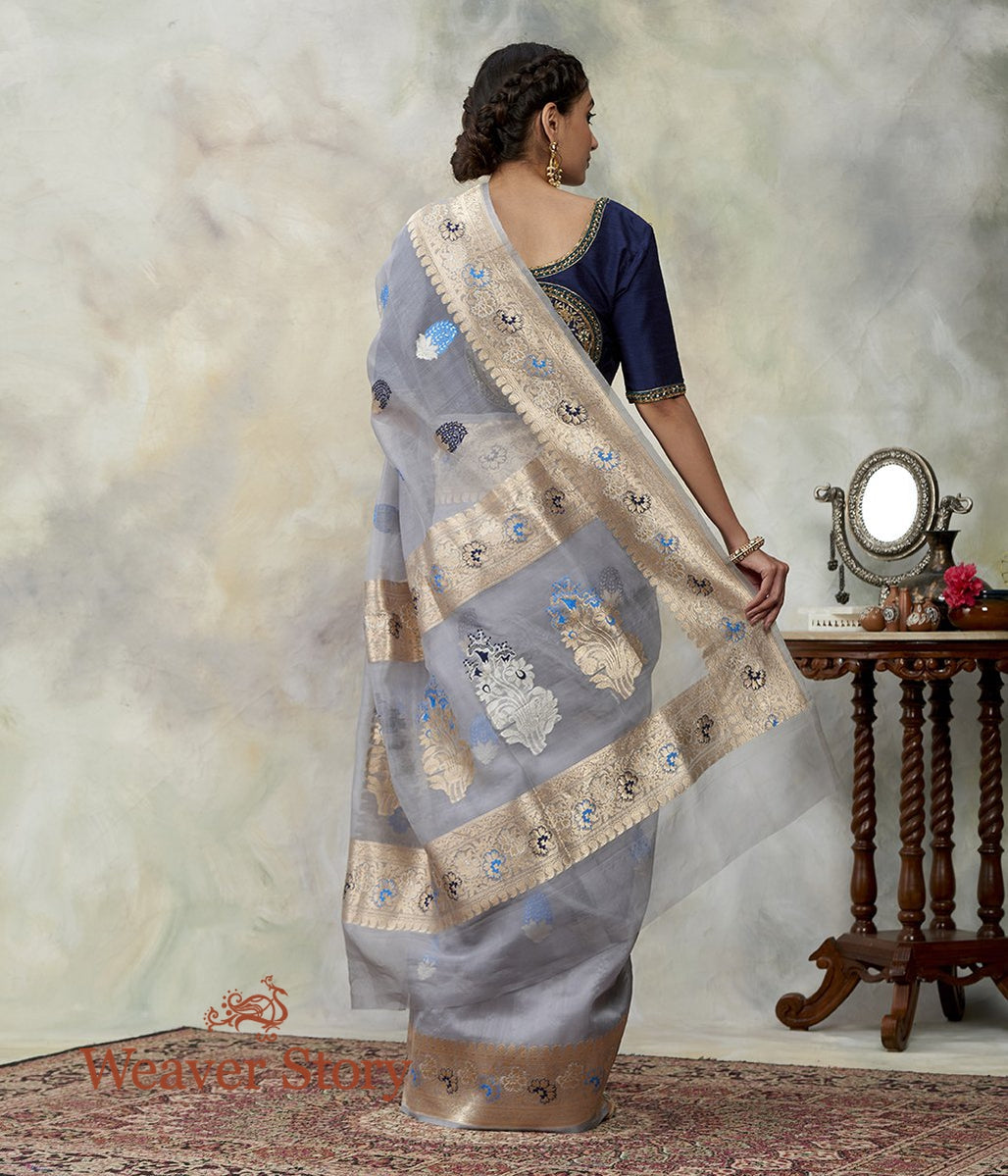 Grey_Kora_Silk_Handloom_Saree_with_Meenakari_Kadhwa_Booti_WeaverStory_03
