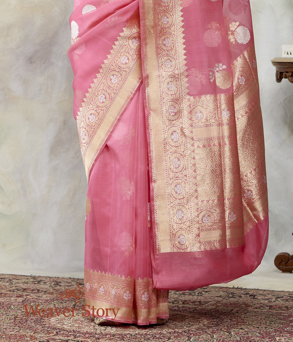 Handwoven_Candy_Pink_Kora_Silk_Banarasi_with_Kadhwa_Floral_Booti_WeaverStory_04
