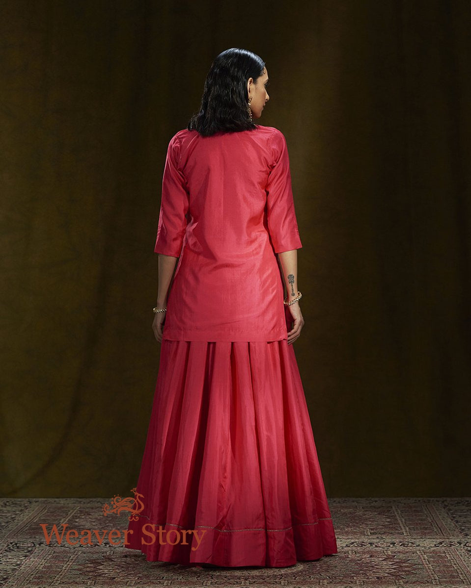 Hot_Pink_Mulberry_Silk_Short_Kurta_and_Lehenga_Set_WeaverStory_02