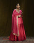 Hot_Pink_Mulberry_Silk_Short_Kurta_and_Lehenga_Set_with_Organza_Mughal_Embroidery_Dupatta_WeaverStory_01