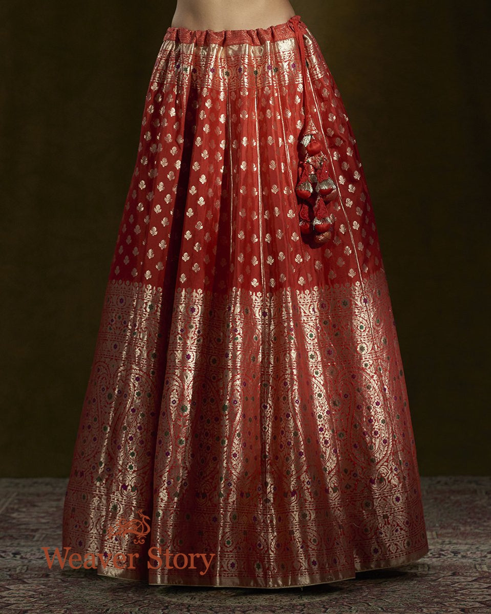 Red_Banarasi_Handloom_Lehenga_with_Gold_and_Silver_Zari_and_Meenakari_WeaverStory_05