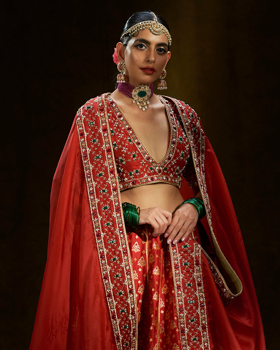 Deep_Red_Handloom_Banarasi_Lehenga_with_Meenakari_WeaverStory_02