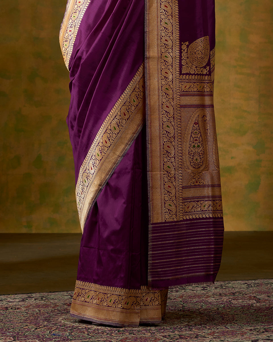 Plum_Color_Banarasi_Handloom_Saree_with_Kadhwa_Meenakari_Border_and_Konia_WeaverStory_04