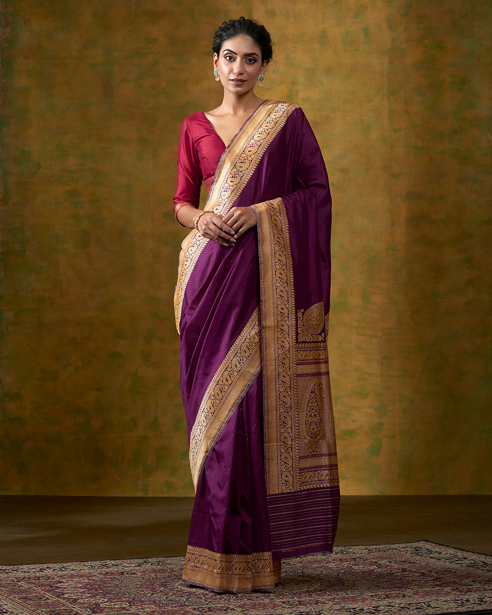 Plum_Color_Banarasi_Handloom_Saree_with_Kadhwa_Meenakari_Border_and_Konia_WeaverStory_02