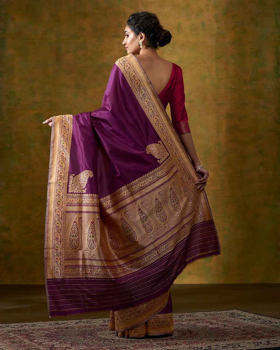 Plum_Color_Banarasi_Handloom_Saree_with_Kadhwa_Meenakari_Border_and_Konia_WeaverStory_03