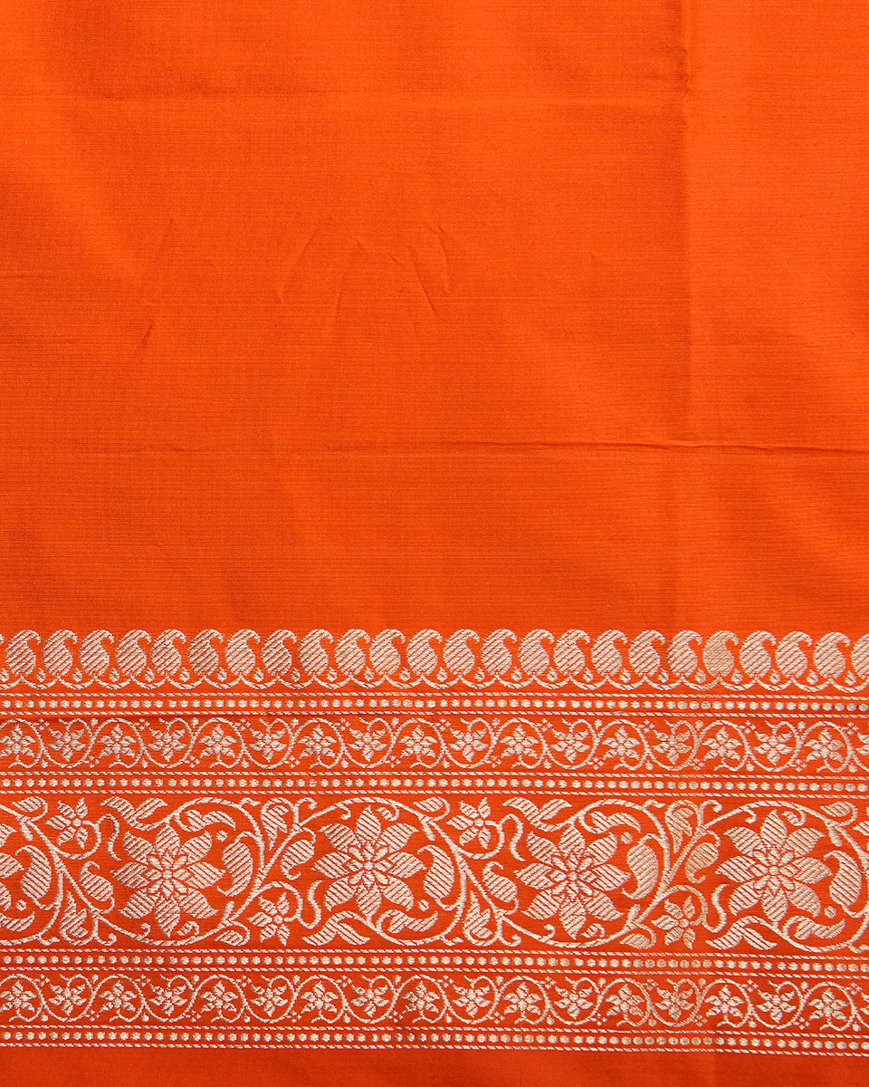 Blood_Orange_Banarasi_Handloom_Saree_with_Kadhwa_Floral_Border_and_Gold_and_Silver_Zari_Booti_WeaverStory_05