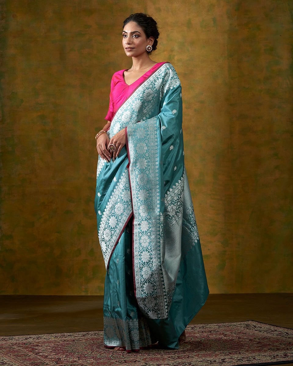 Duck_Egg_Blue_Banarasi_Handloom_Saree_with_Kadhwa_Floral_Border_and_Wine_Selvedge_WeaverStory_02