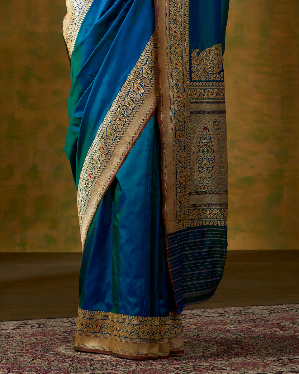 Peacock_Blue_Banarasi_Handloom_Saree_with_Kadhwa_Meenakari_Border_and_Konia_WeaverStory_04