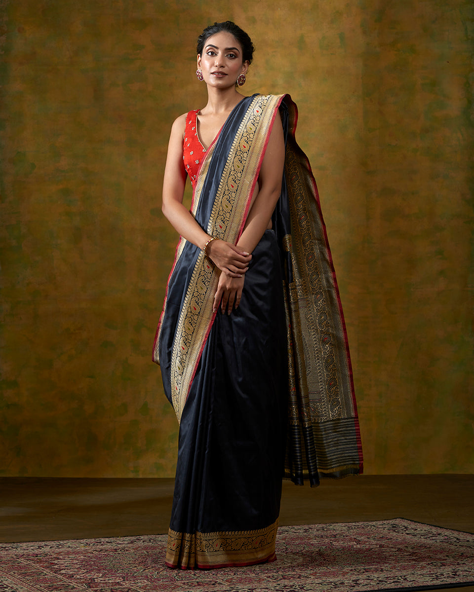 Charcoal_Black_Banarasi_Handloom_Saree_with_Kadhwa_Meenakari_Border_and_Konia_WeaverStory_02