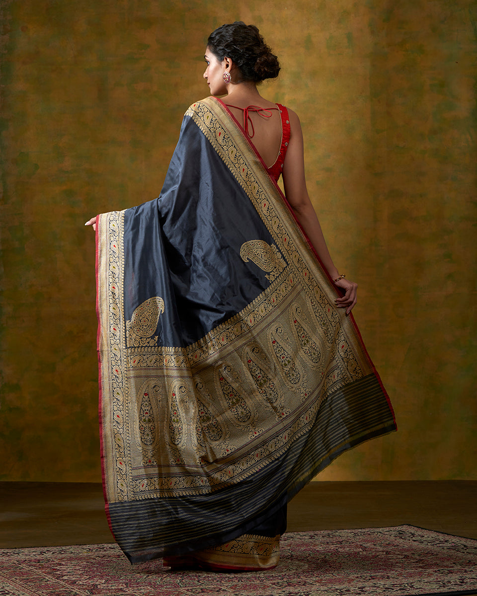 Charcoal_Black_Banarasi_Handloom_Saree_with_Kadhwa_Meenakari_Border_and_Konia_WeaverStory_03