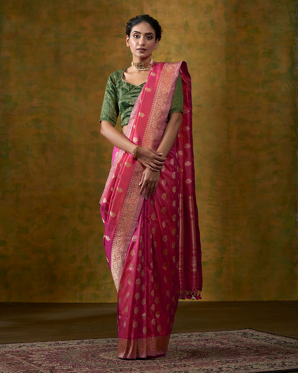 Pink_Dual_tone_Banarasi_Handloom_Saree_with_Kadhwa_Floral_Border_and_Paisley_Motifs_WeaverStory_02