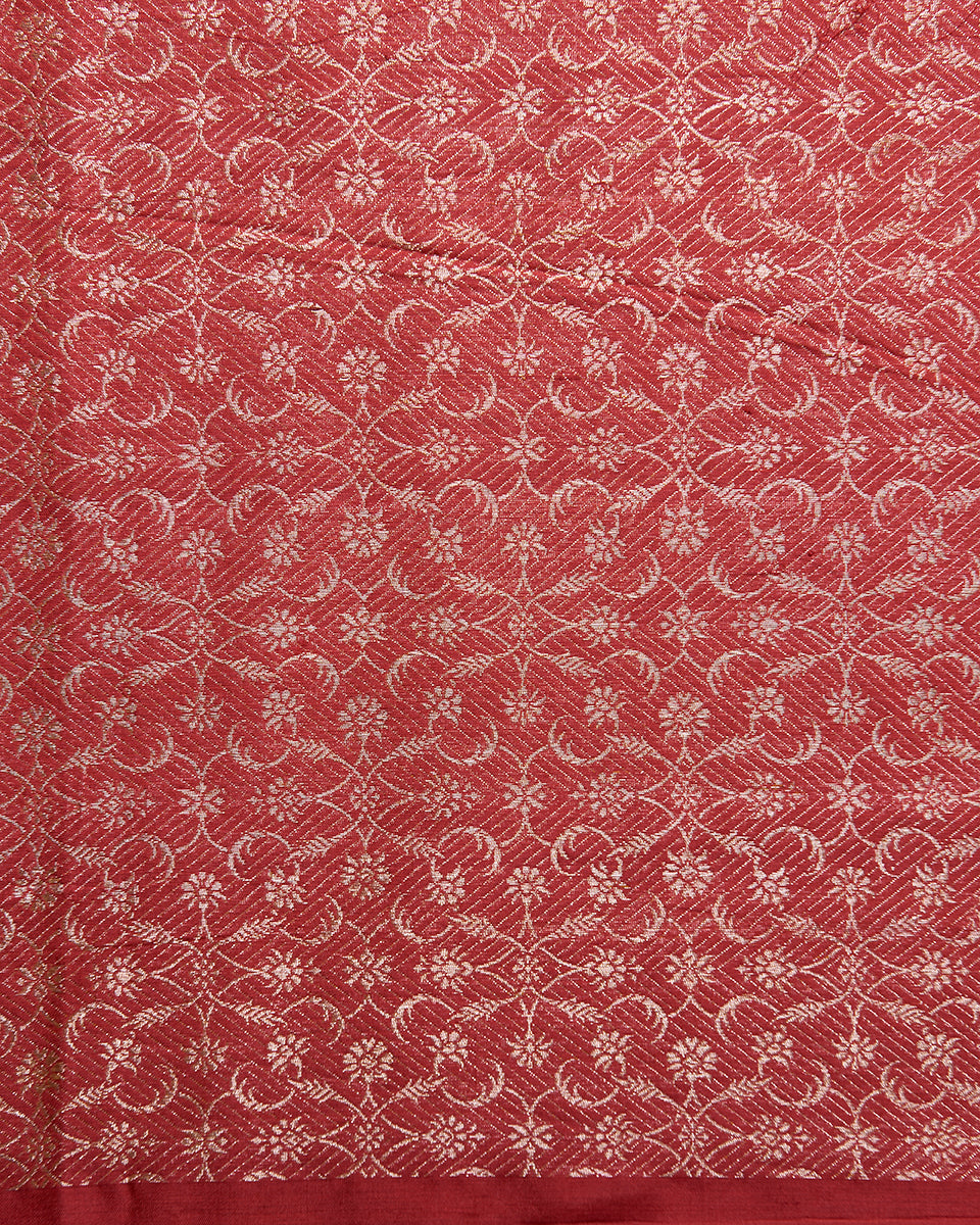 Red_Banarasi_Handloom_Saree_with_Kadhwa_Booti_and_Floral_Border_WeaverStory_05