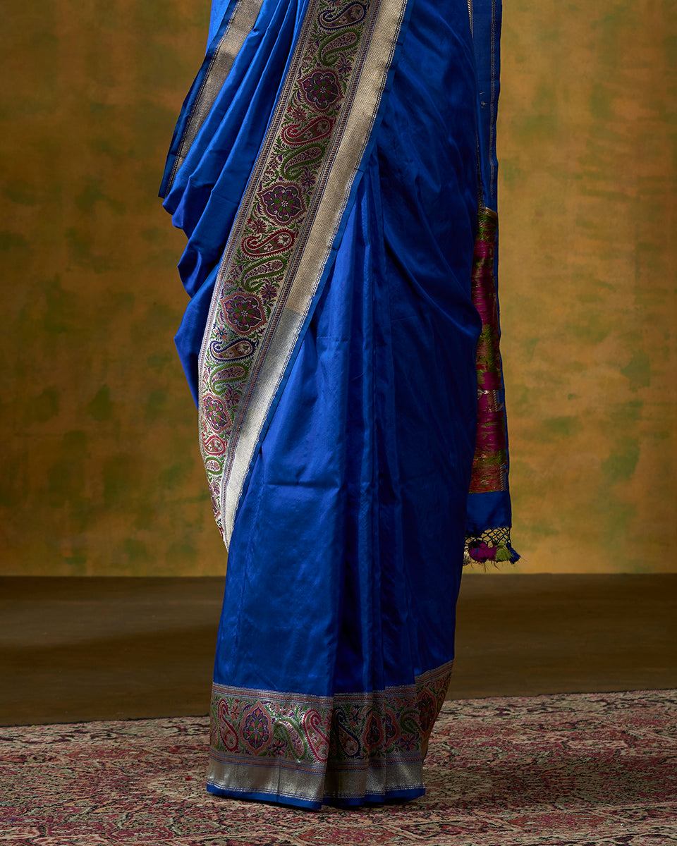 Blue_Handloom_Pure_Katan_Silk_Banarasi_Saree_with_Kadhwa_Meenakari_Jamawar_Border_WeaverStory_04