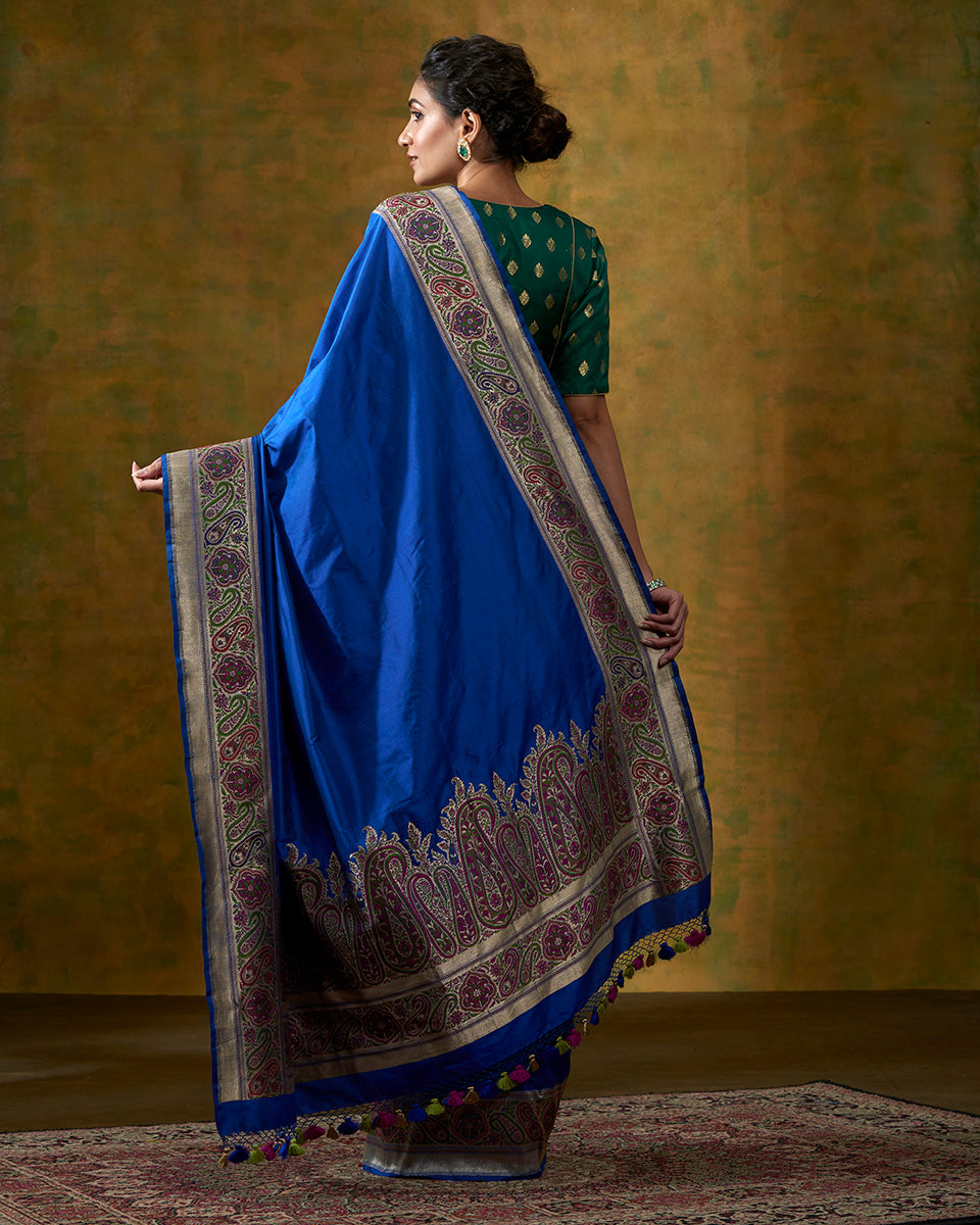 Blue_Handloom_Pure_Katan_Silk_Banarasi_Saree_with_Kadhwa_Meenakari_Jamawar_Border_WeaverStory_03