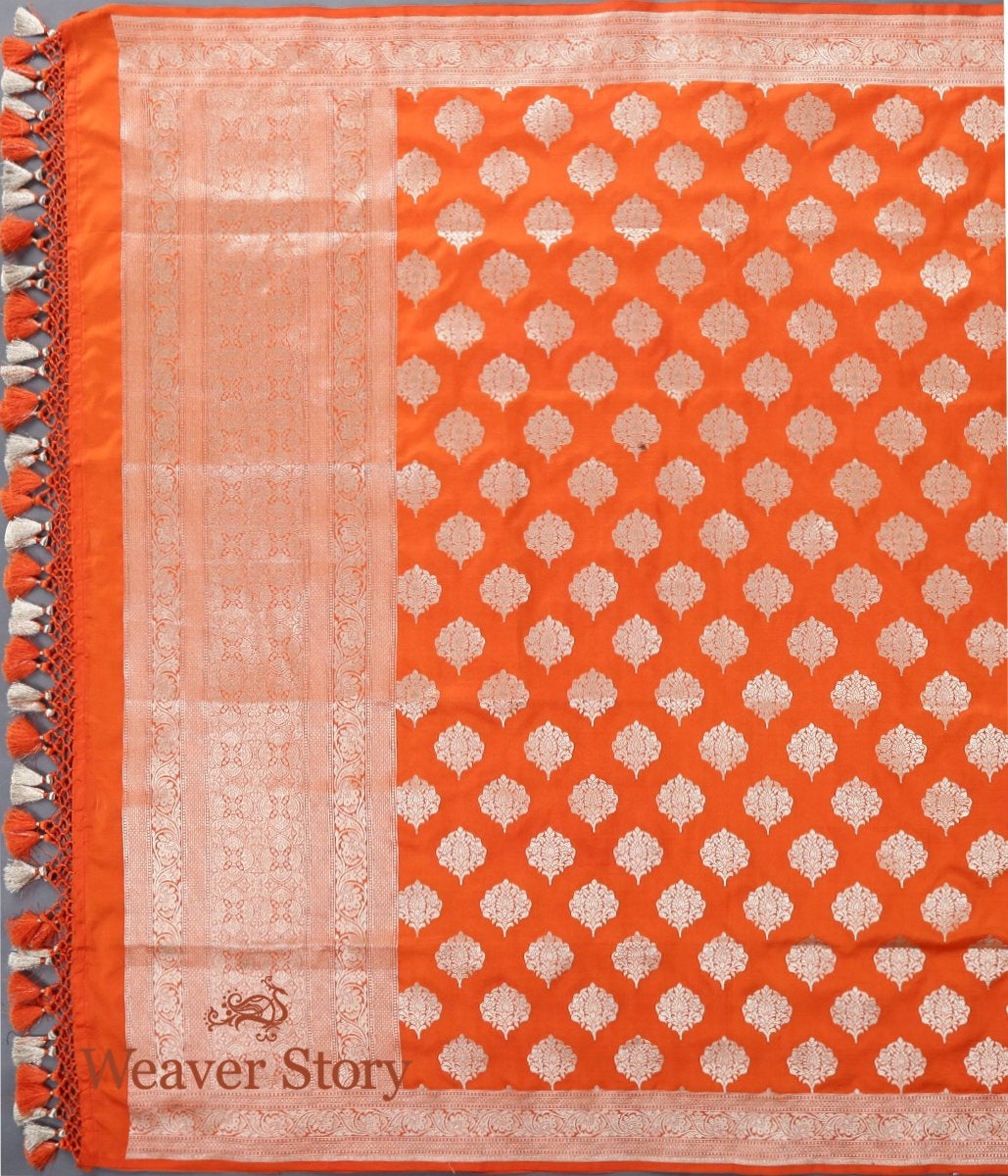 Handloom_Orange_Katan_Silk_Cutwork_Booti_Dupatta_WeaverStory_02