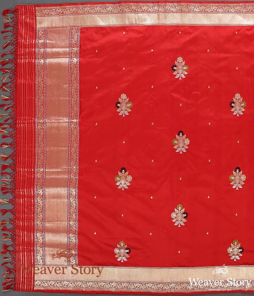 Handwoven_Red_Banarasi_Katan_Silk_Dupatta_with_Meenakari_Boota_WeaverStory_02